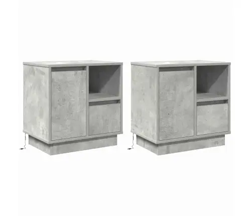 Šalia Lovos Spintelė Su 2 Pcs Betono Pilka 50 X 34.5 X 50 Cm