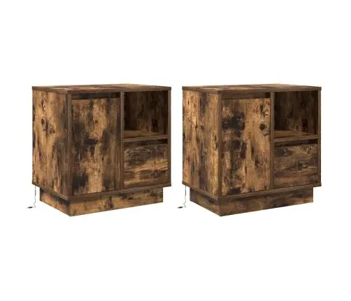 Nakts Skapītis Ar 2 Pcs Dūmakaina Ozolkoka 50 X 34.5 X 50 Cm. Vidaxl