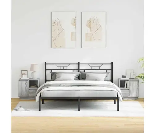 Nakts Skapītis Ar Atvilktni Ar 2 Pcs Pelēka 50 X 34.5 X 50 Cm. Vidaxl