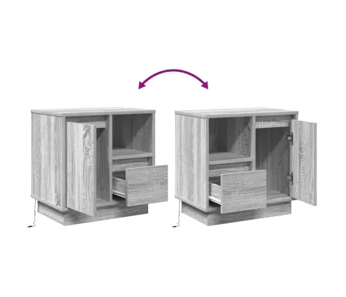 Nakts Skapītis Ar Atvilktni Ar 2 Pcs Pelēka 50 X 34.5 X 50 Cm. Vidaxl