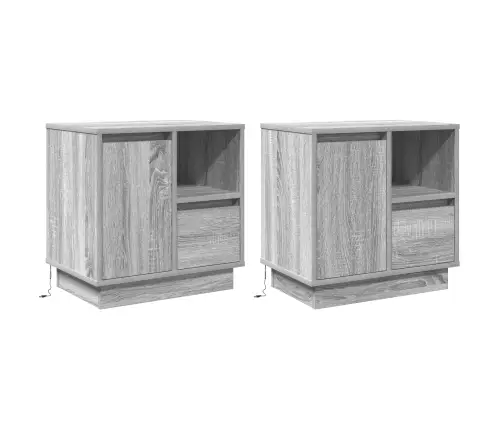 Nakts Skapītis Ar Atvilktni Ar 2 Pcs Pelēka 50 X 34.5 X 50 Cm. Vidaxl