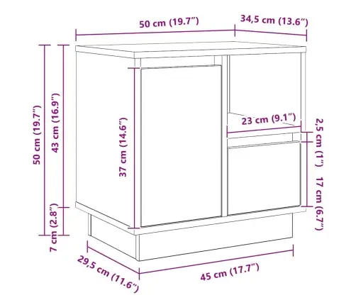 Šalia Lovos Spintelė Su 2 Pcs Artisano Ąžuolo 50 X 34.5 X 50 Cm