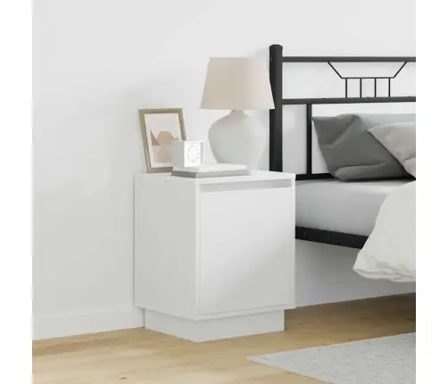 Šalia Lovos Spintelė Su 2 Pcs Balta 39 X 34.5 X 50 Cm