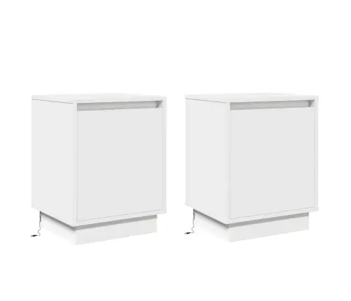 Šalia Lovos Spintelė Su 2 Pcs Balta 39 X 34.5 X 50 Cm