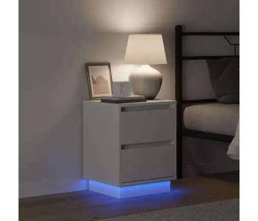 Šalia Lovos Spintelė Balta 39 X 34,5 X 50 Cm Apdirbta Mediena