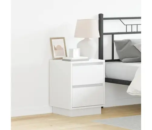 Šalia Lovos Spintelė Balta 39 X 34,5 X 50 Cm Apdirbta Mediena
