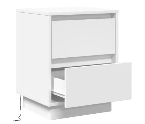 Šalia Lovos Spintelė Balta 39 X 34,5 X 50 Cm Apdirbta Mediena