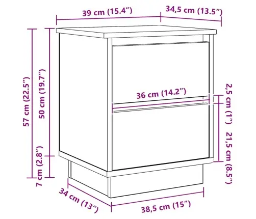 Šalia Lovos Spintelė Sonoma Ąžuolas 39 X 34,5 X 50 Cm