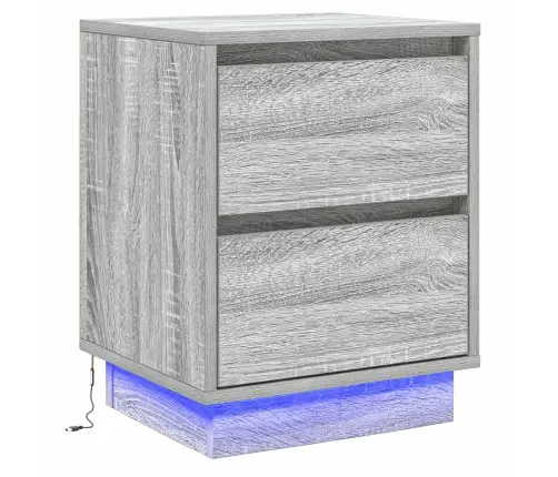 Nakts Skapītis Ar Pelēka 39 X 34.5 X 50 Cm Inženierijas Koks Vidaxl