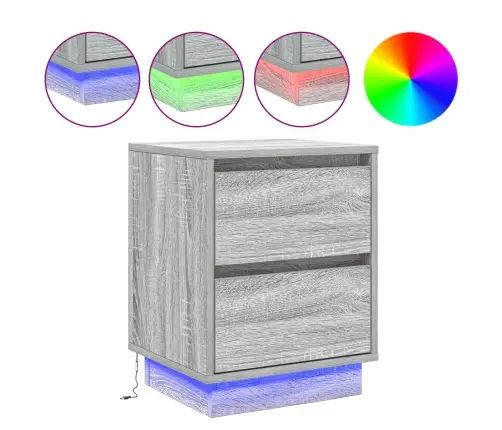 Nakts Skapītis Ar Pelēka 39 X 34.5 X 50 Cm Inženierijas Koks Vidaxl