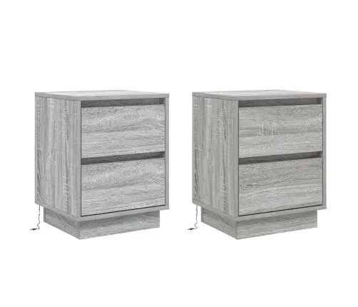 Nakts Skapītis 2 Pcs Pelēka 39 X 34.5 X 50 Cm Inženierijas Koks Vidaxl