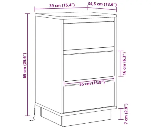 Nakts Skapītis Ar Vecs Koks 39 X 34.5 X 65 Cm Inženierijas Koks Vidaxl