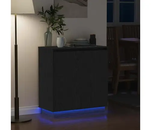 Sānu Galds Melns Ozolkoks 71 X 34.5 X 75 Cm Inženierijas Koks Vidaxl