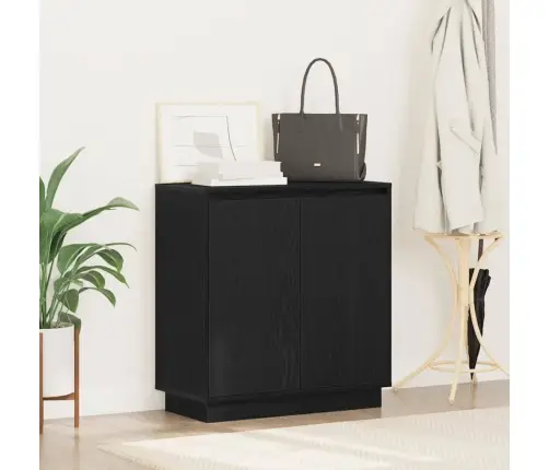 Sānu Galds Melns Ozolkoks 71 X 34.5 X 75 Cm Inženierijas Koks Vidaxl