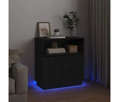 Šoninė Spintelė Su Led Juoda Ąžuolo 71 X 34.5 X 75 Cm
