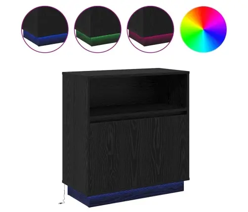 Šoninė Spintelė Su Led Juoda Ąžuolo 71 X 34.5 X 75 Cm