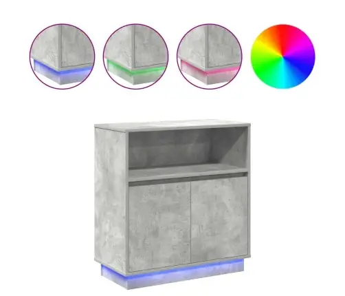 Led Kumode Betona Pelēka 71 X 34.5 X 75 Cm Inženierijas Koks Vidaxl