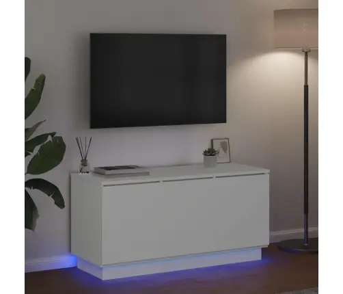 Tv Galds Ar Led Balts 100 X 38 X 49 Cm Inženierijas Koks Vidaxl