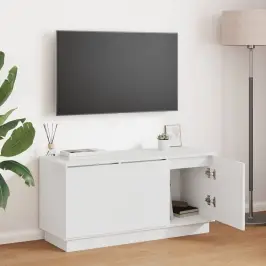 Tv Galds Ar Led Balts 100 X 38 X 49 Cm Inženierijas Koks Vidaxl