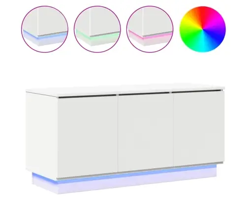 Tv Galds Ar Led Balts 100 X 38 X 49 Cm Inženierijas Koks Vidaxl