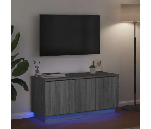 Tv Galds Ar Led Pelēka Sonomas Ozola 100 X 38 X 49 Cm Vidaxl