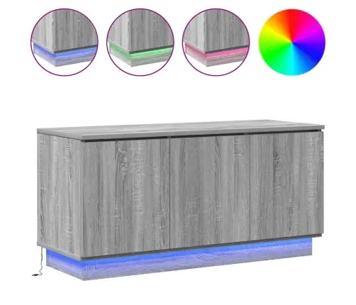 Tv Galds Ar Led Pelēka Sonomas Ozola 100 X 38 X 49 Cm Vidaxl