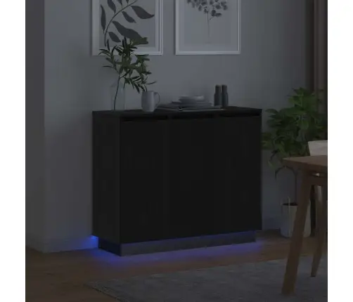 Led Bufetas Juodas Ąžuolas 90 X 32 X 75 Cm Apdirbta Mediena