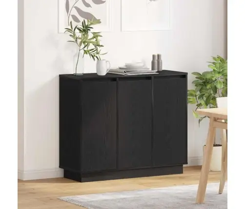 Led Bufetas Juodas Ąžuolas 90 X 32 X 75 Cm Apdirbta Mediena