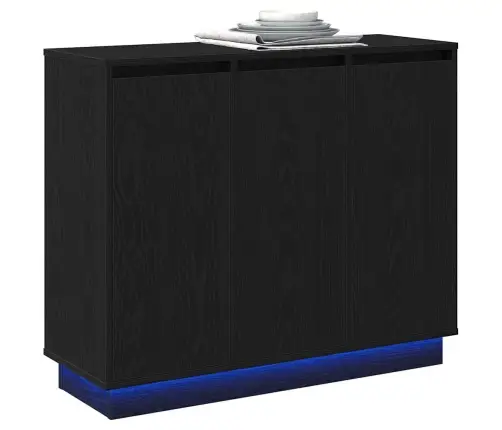 Led Bufetas Juodas Ąžuolas 90 X 32 X 75 Cm Apdirbta Mediena