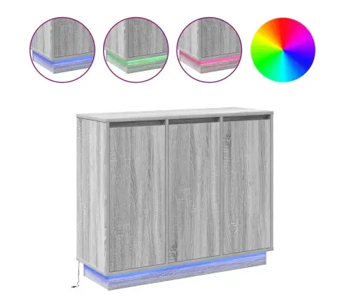 Led Bufetas Pilkas Sonoma 90 X 32 X 75 Cm Apdirbta Mediena