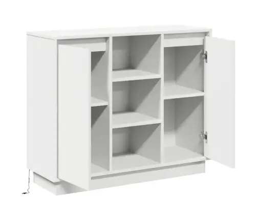 Külglaud Led -Ribatuledega Valge 90 X 32 X 75 Cm Tehispuit