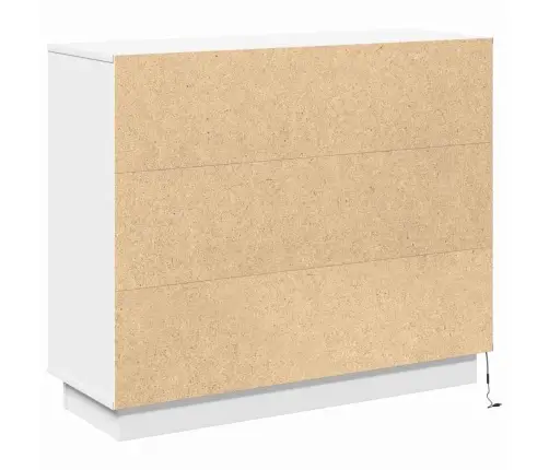 Külglaud Led -Ribatuledega Valge 90 X 32 X 75 Cm Tehispuit