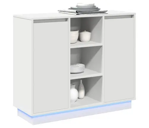 Külglaud Led -Ribatuledega Valge 90 X 32 X 75 Cm Tehispuit