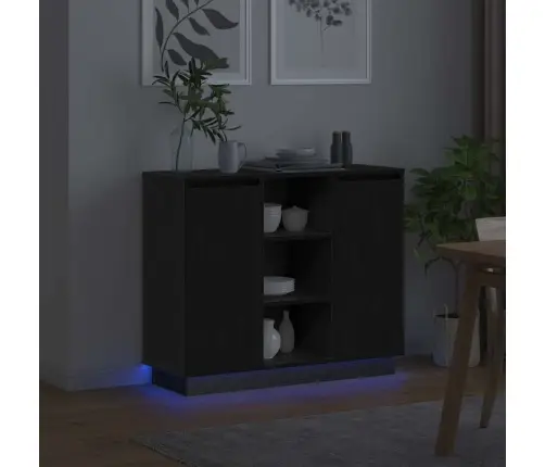 Led Kummuti Must Tamm 90 X 32 X 75 Cm Tehispuit