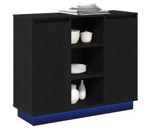 Led Kummuti Must Tamm 90 X 32 X 75 Cm Tehispuit