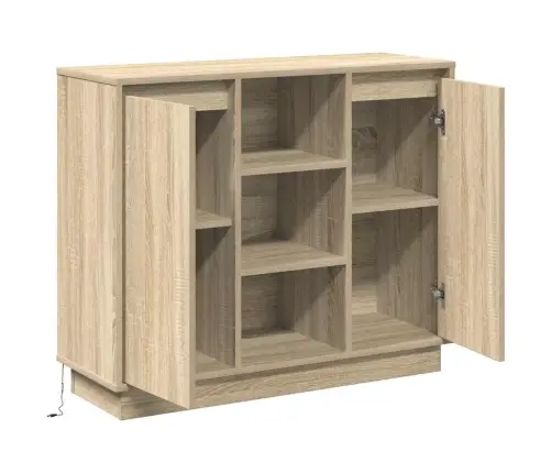 Led Bufetas Sonoma Ąžuolas 90 X 32 X 75 Cm Apdirbta Mediena