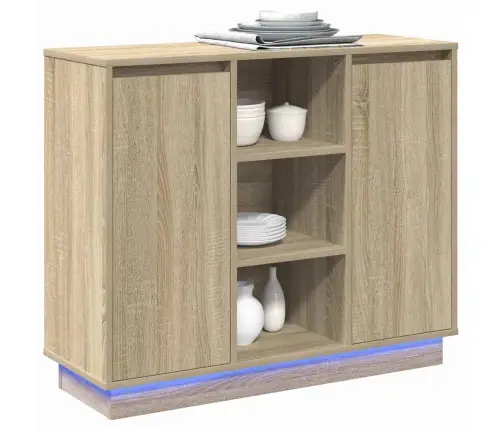 Led Bufetas Sonoma Ąžuolas 90 X 32 X 75 Cm Apdirbta Mediena