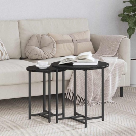 Sānu Galdiņu Komplekts 2 Pcs Melns Ozols 50 X 50 X 50 Cm Vidaxl