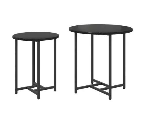 Šoninių Staliukų Komplektas 2 Pcs Juodas Ąžuolas