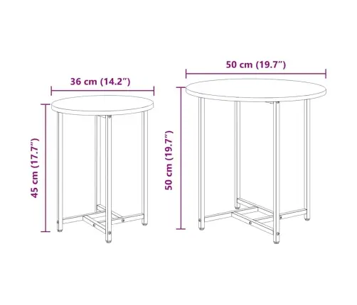Šoninių Staliukų Komplektas 2 Pcs Rūkyta Ąžuolo Ir Juoda