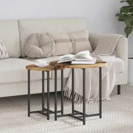 Sānu Galdiņu Komplekts 2 Pcs Vecs Koks Un Melns 50 X 50 X 50 Cm Vidaxl