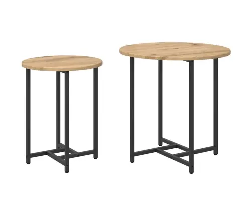 Šoninių Staliukų Komplektas 2 Pcs Amatų Ąžuolas Ir Juoda
