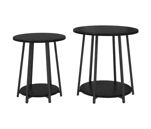 Sānu Galdiņu Komplekts 2 Pcs Melns Ozols 50 X 50 X 51 Cm Vidaxl