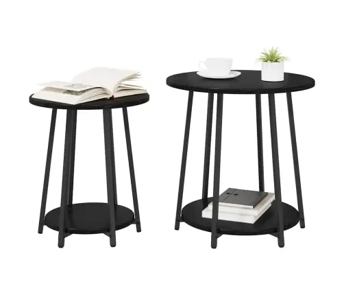 Sānu Galdiņu Komplekts 2 Pcs Melns Ozols 50 X 50 X 51 Cm Vidaxl