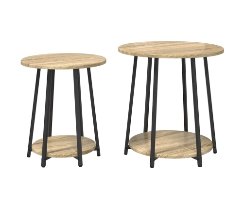 Sānu Galdiņu Komplekts 2 Pcs Sonoma Ozola Un Melnas Krāsas Vidaxl
