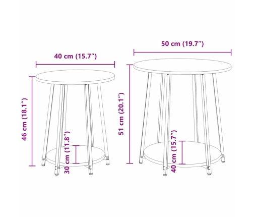 Sānu Galdiņu Komplekts 2 Pcs Sonoma Ozola Un Melnas Krāsas Vidaxl