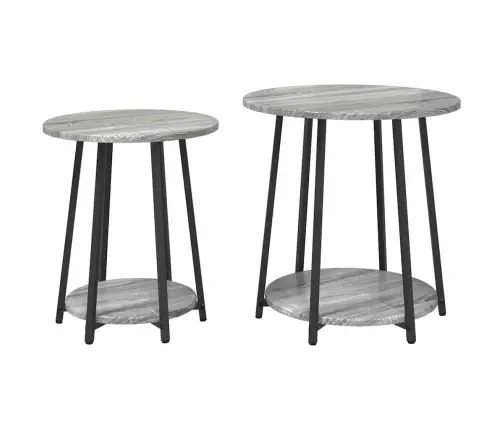 Šoninių Staliukų Komplektas 2 Pcs Pilkas Sonoma Ir Juodas