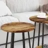 Šoninių Staliukų Komplektas 2 Pcs Senovinis Medis Ir Juoda