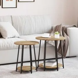 Sānu Galdiņu Komplekts 2 Pcs Artisānisks Ozols Un Melns Vidaxl