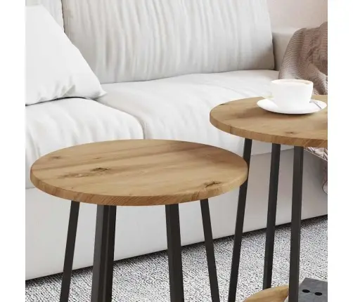 Sānu Galdiņu Komplekts 2 Pcs Artisānisks Ozols Un Melns Vidaxl